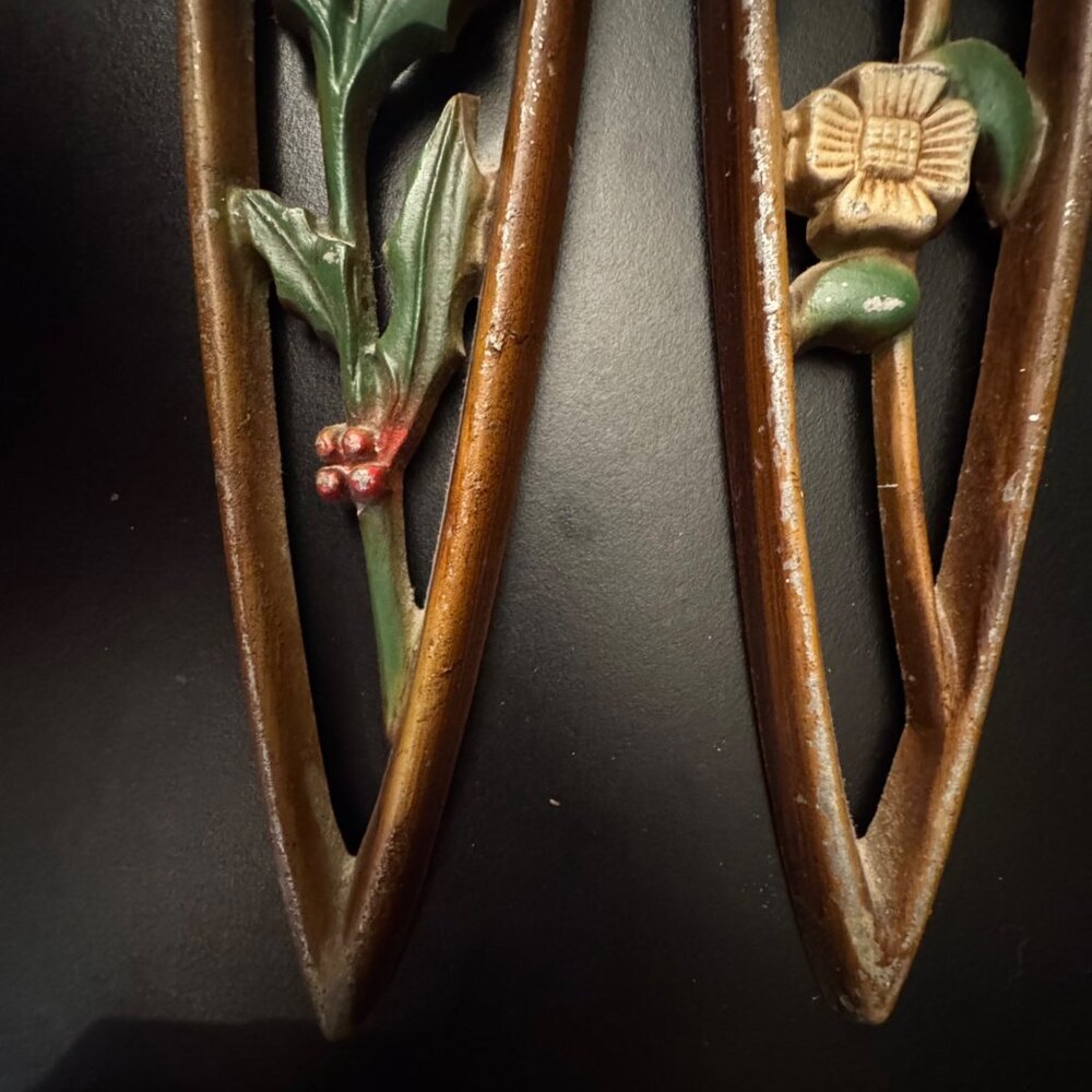Set of 4 Vintage Sexton MCM Metal 4 Seasons Floral Wall Hanging Decor 27" Long - Picture 13 of 16